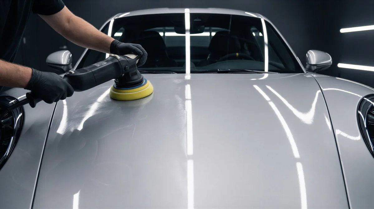 Machine polishing a bonnet